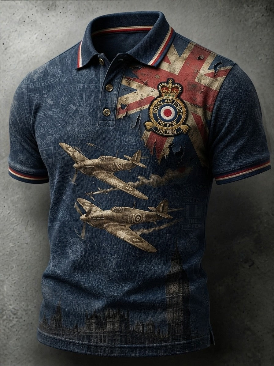 Men's British veteran print polo shirt