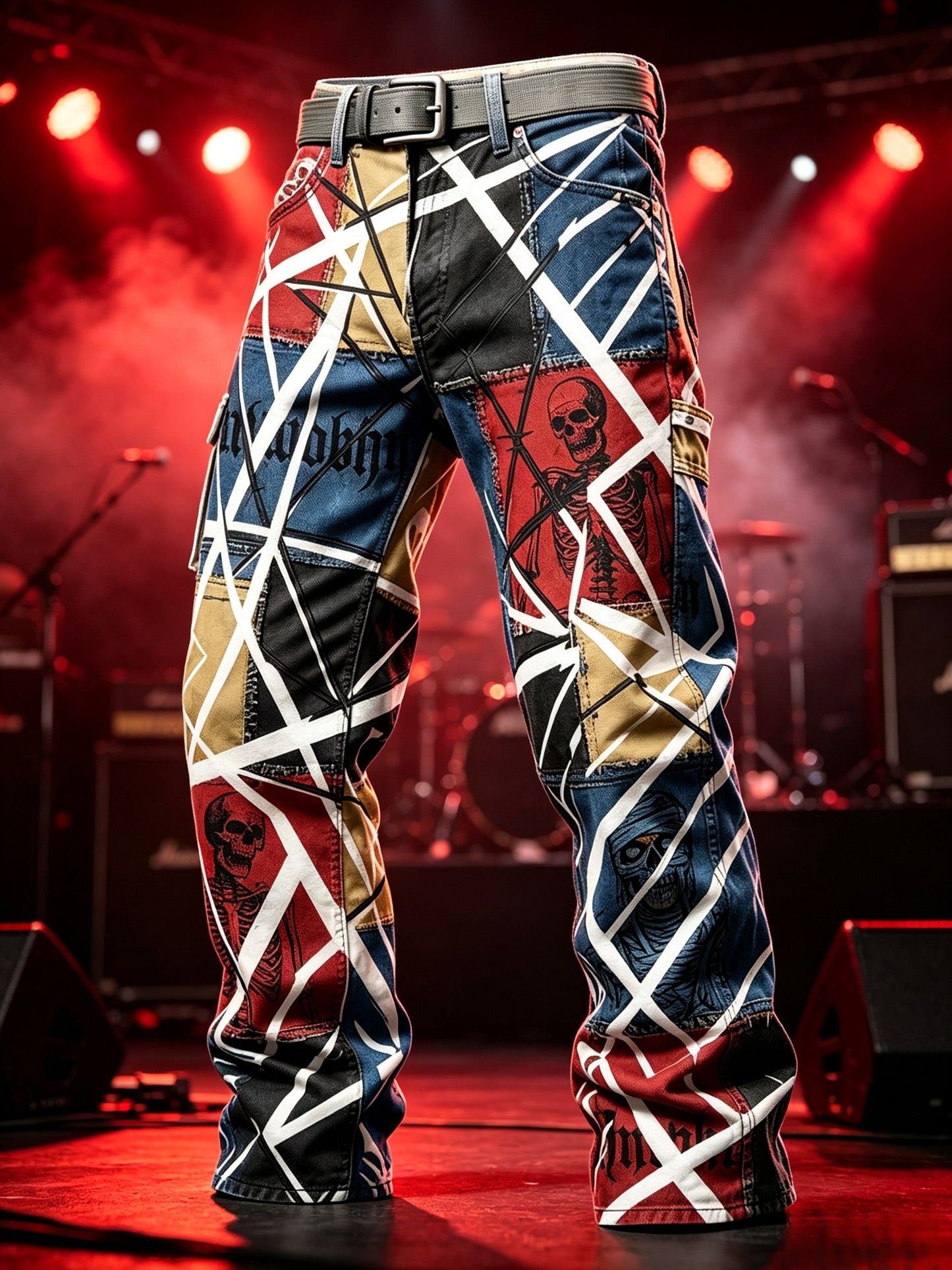 Men's Vintage British Iron Maiden Rock Art Work Trousers