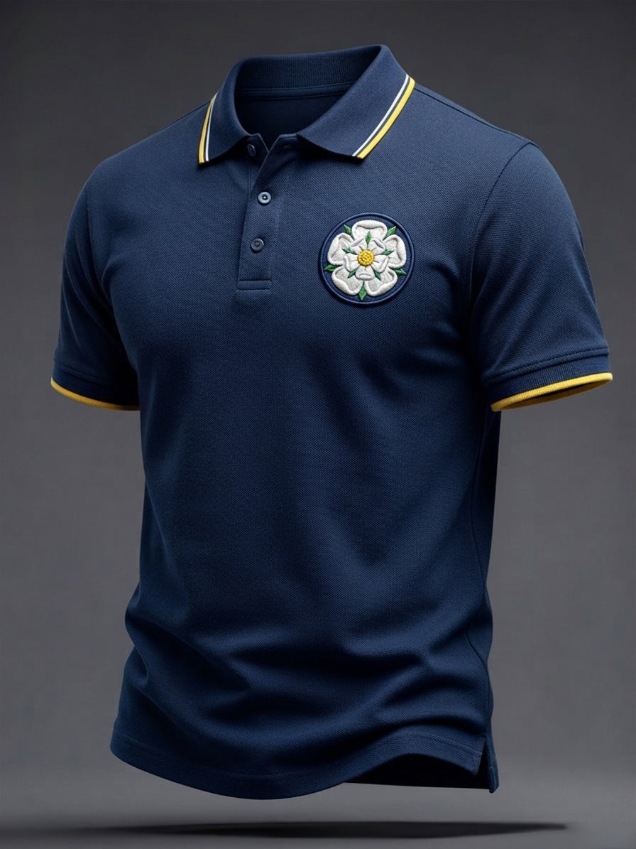 Men's Vintage Yorkshire White Rose Polo Shirt