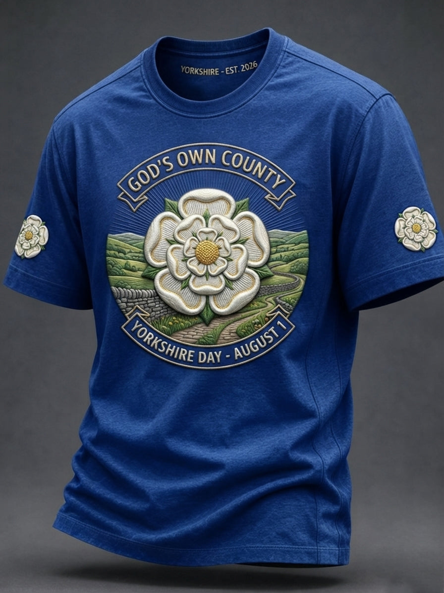 Men's Vintage Yorkshire White Rose Short-Sleeve T-Shirt