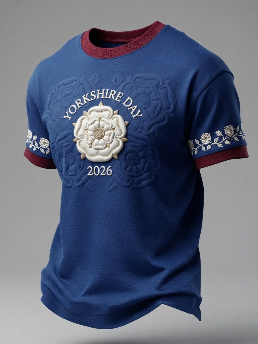 Men's Vintage Yorkshire White Rose Short-Sleeve T-Shirt