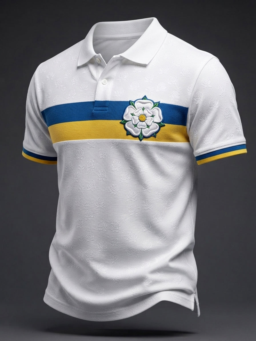 Men's Vintage Yorkshire White Rose Polo Shirt