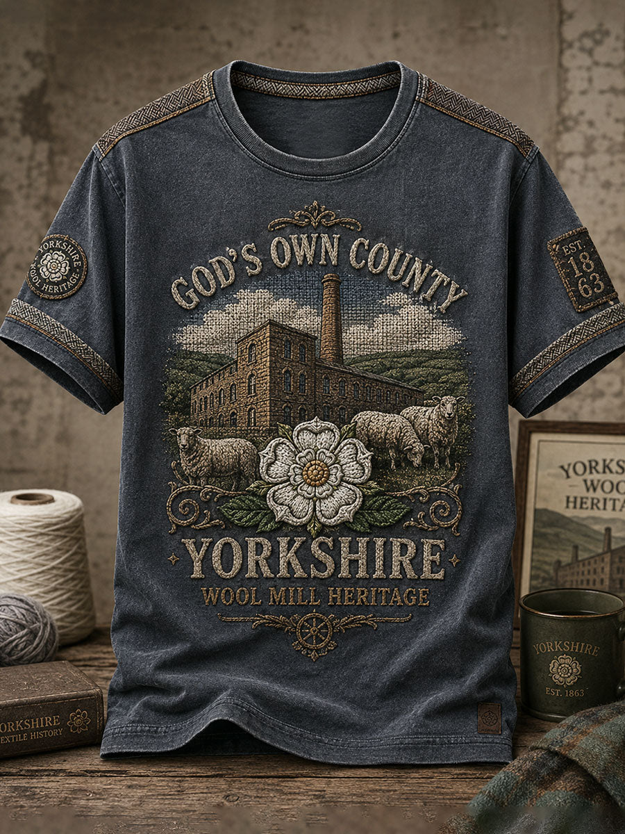 Men's England Yorkshire Day White Roses Art Printed T-shirt