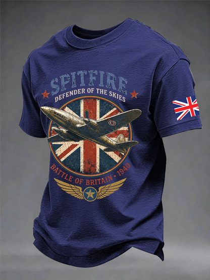 Men's Battle of Britain Printed imitation cotton short-sleeved T-shirt
