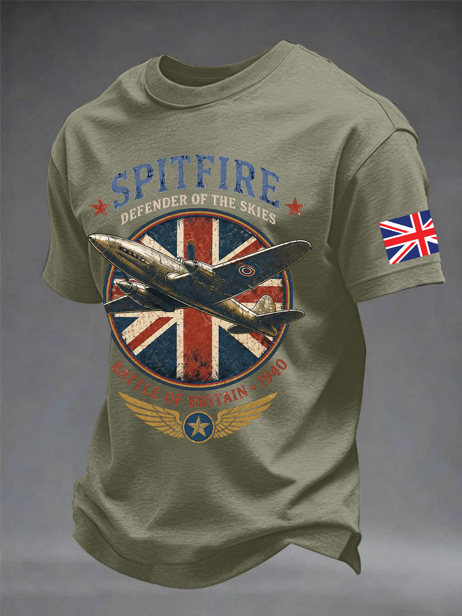 Men's Battle of Britain Printed imitation cotton short-sleeved T-shirt