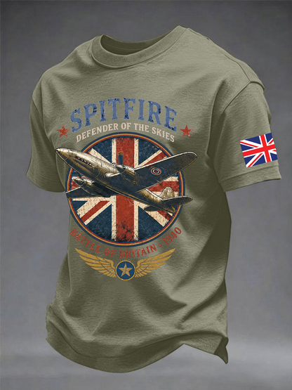 Men's Battle of Britain Printed imitation cotton short-sleeved T-shirt