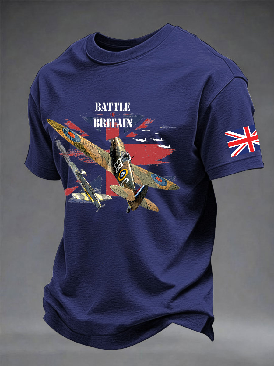 Men's Battle of Britain Printed imitation cotton short-sleeved T-shirt