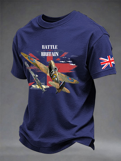 Men's Battle of Britain Printed imitation cotton short-sleeved T-shirt