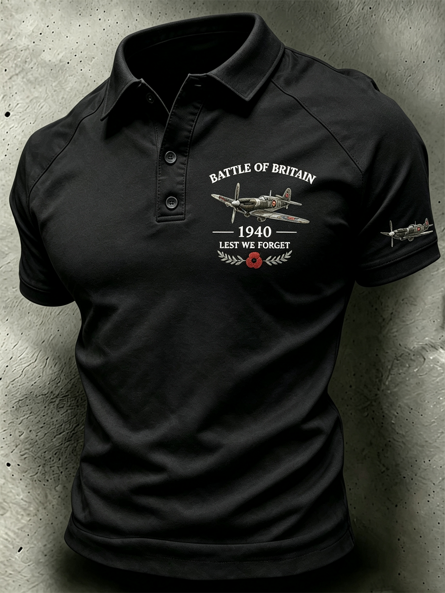 Women's Battle of Britain Printed V-neck off-shoulder short-sleeved T-shirt