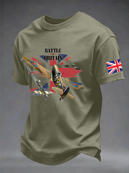 Men's Battle of Britain Printed imitation cotton short-sleeved T-shirt