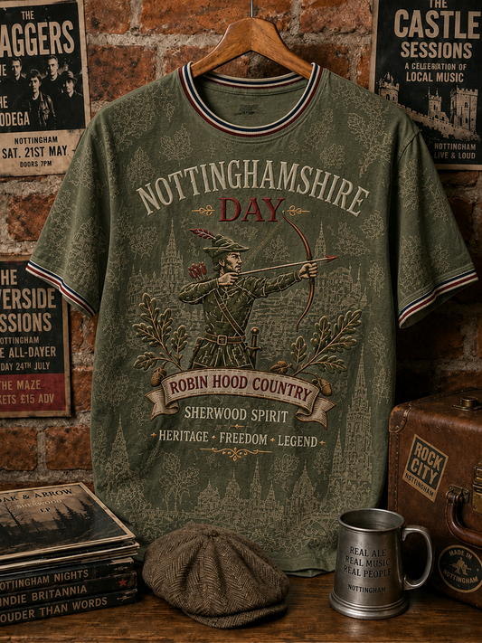 Men's Nottinghamshire Day Robin Hood Art Printed short sleeves t-shirt