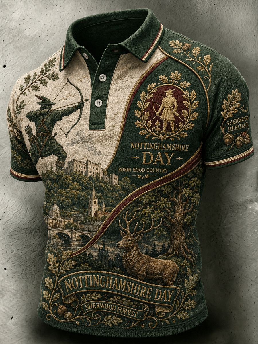 Men's Nottinghamshire Day Robin Hood Art Printed polo shirt