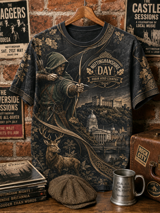 Men's Nottinghamshire Day Robin Hood Art Printed short sleeves t-shirt