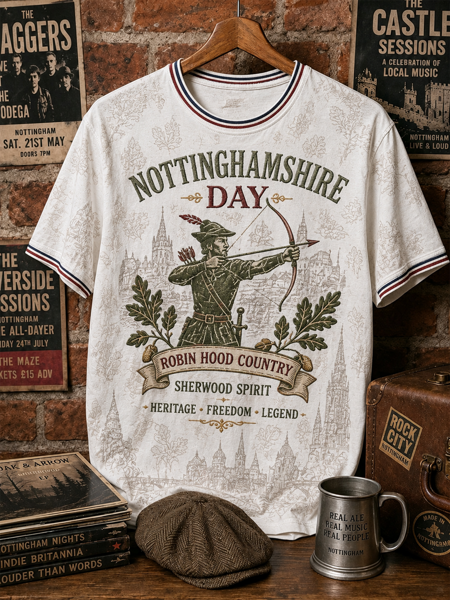 Men's Nottinghamshire Day Robin Hood Art Printed short sleeves t-shirt