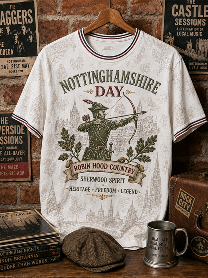 Men's Nottinghamshire Day Robin Hood Art Printed short sleeves t-shirt
