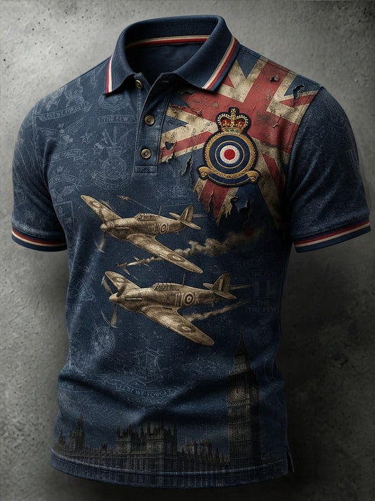 Men's British veteran print polo shirt