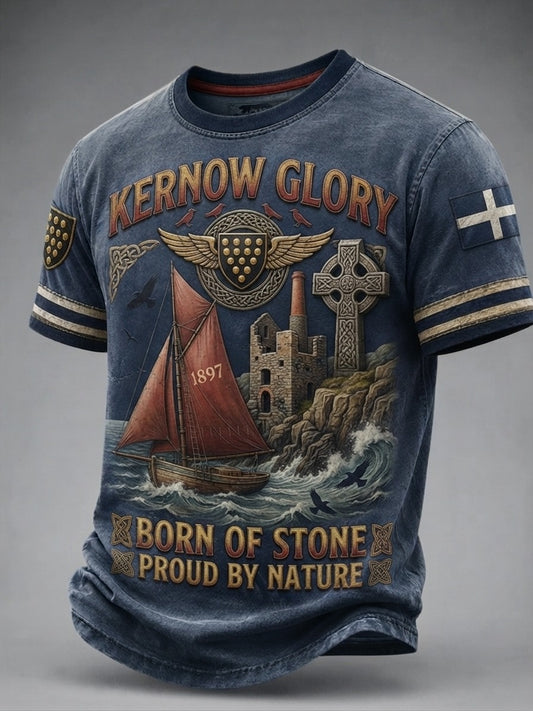 Men's Vintage Cornwall Arthur Legend Print T-shirts