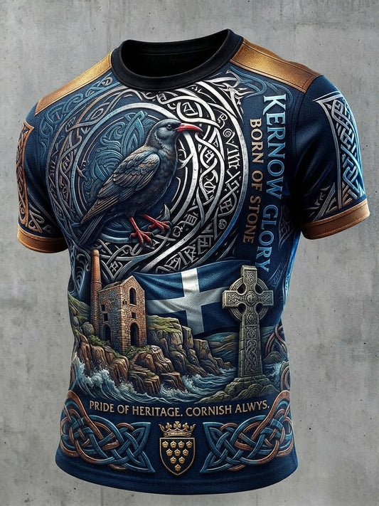 Men's Vintage Cornwall Arthur Legend Print T-shirts