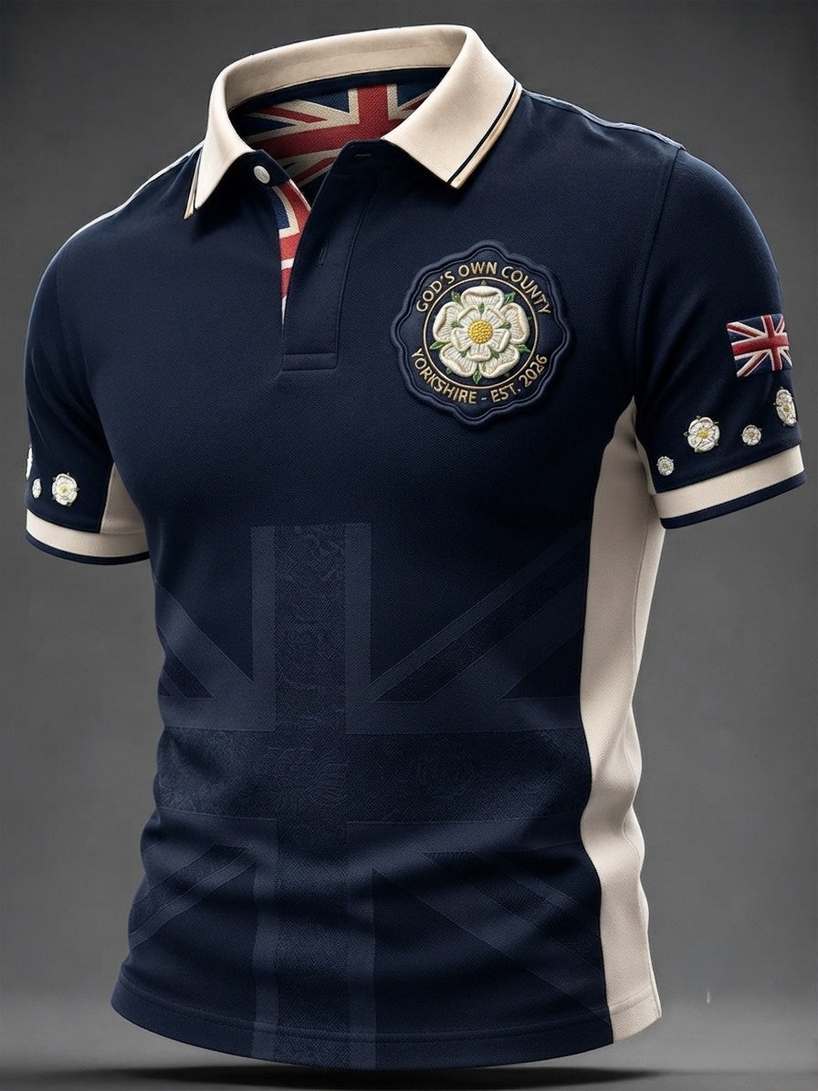 Men's England Yorkshire Day White Roses Art Printed Casual Tops