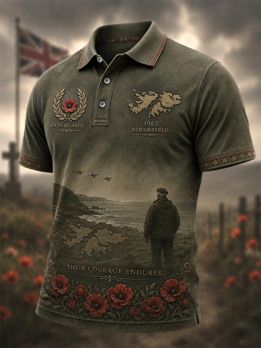 Men's British Veterans Memorial Print Casual Polo