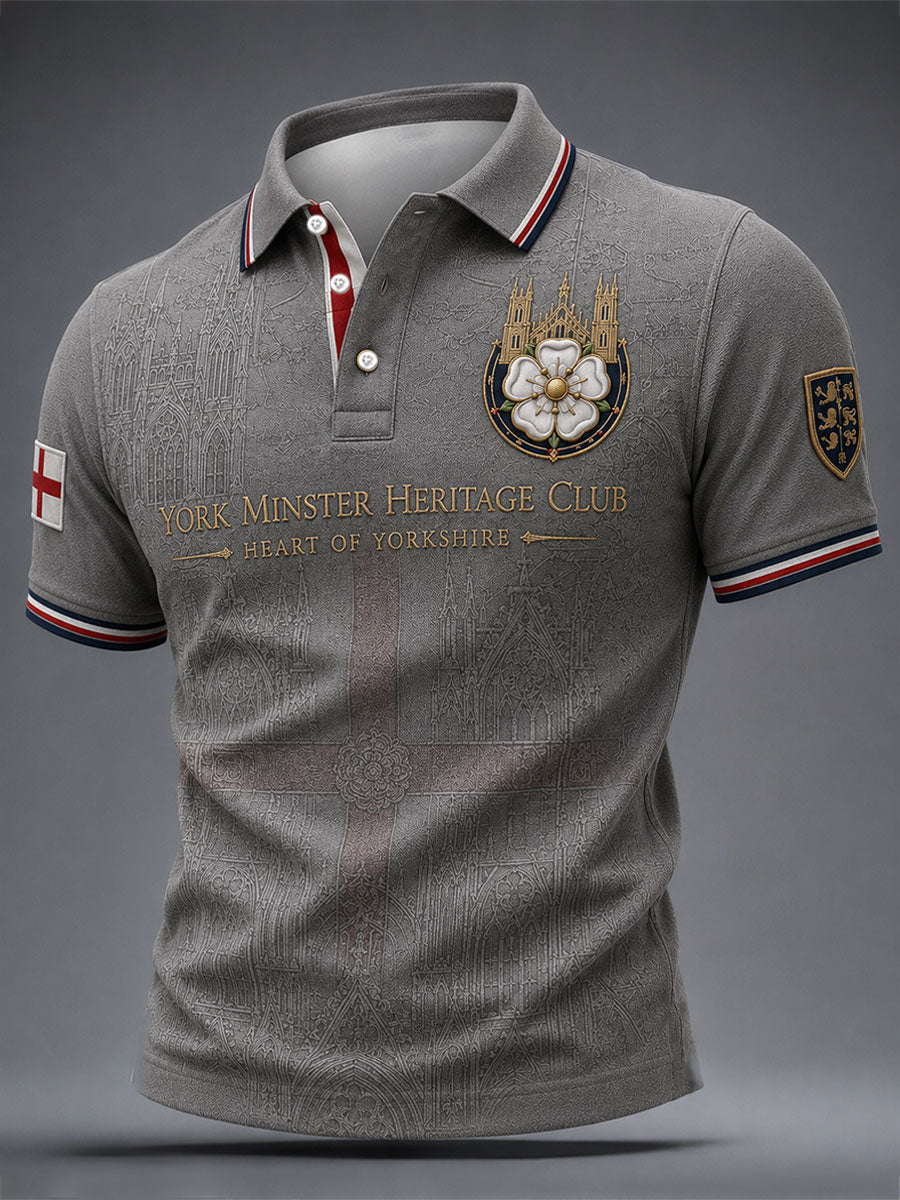 Men's Yorkshire Day White Roses Art Printed Casual Tops