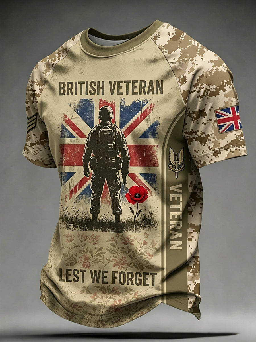 Men's British veteran print short sleeve t-shirt