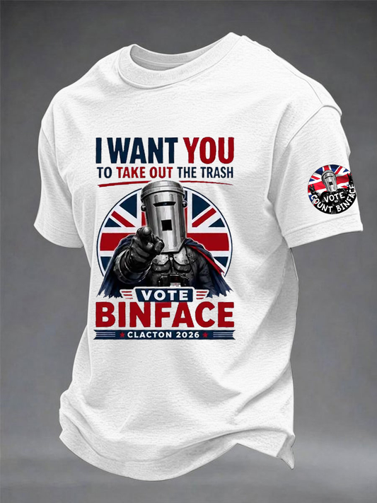 Men's count binface imitation cotton short-sleeved T-shirt