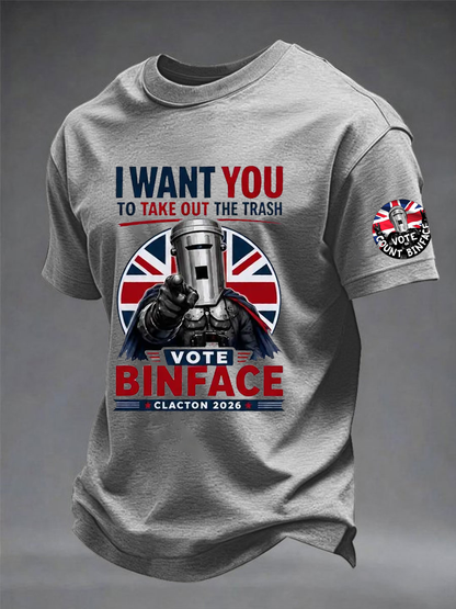 Men's count binface imitation cotton short-sleeved T-shirt