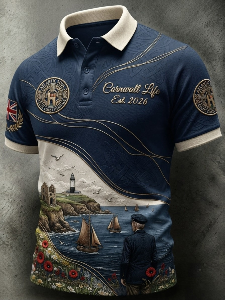 Men's Cornish Celtic-style Print Casual Top