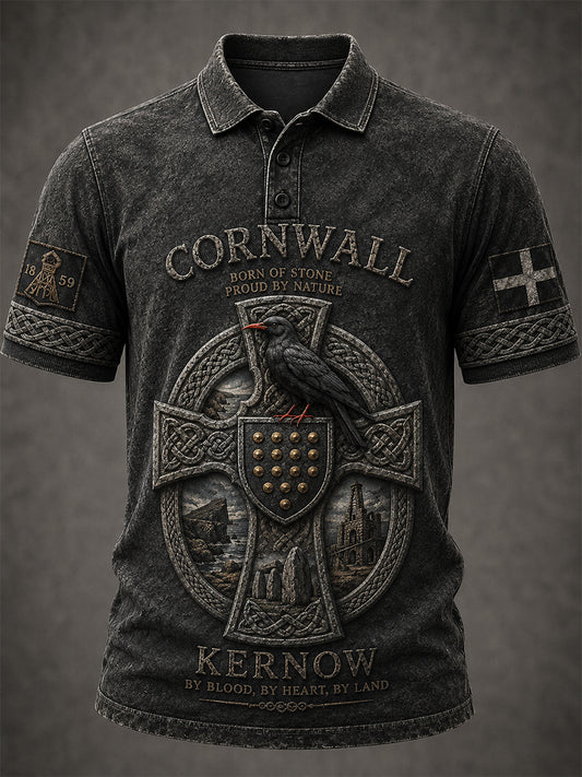 Men's Vintage Cornwall Arthur Legend Print Shirt