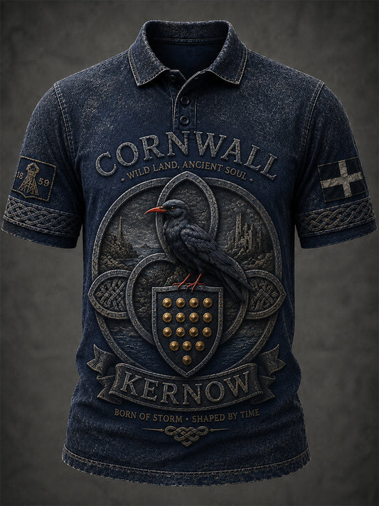 Men's Vintage Cornwall Arthur Legend Print Shirt