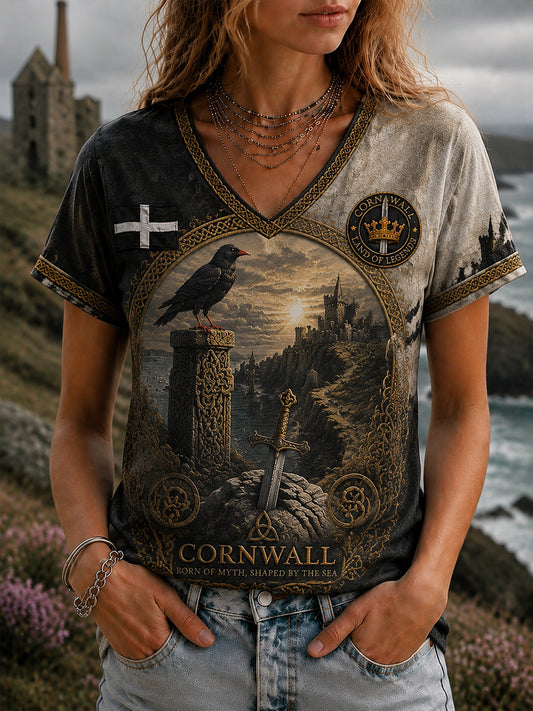 Women's Vintage Cornwall Arthur Legend Print T-Shirt