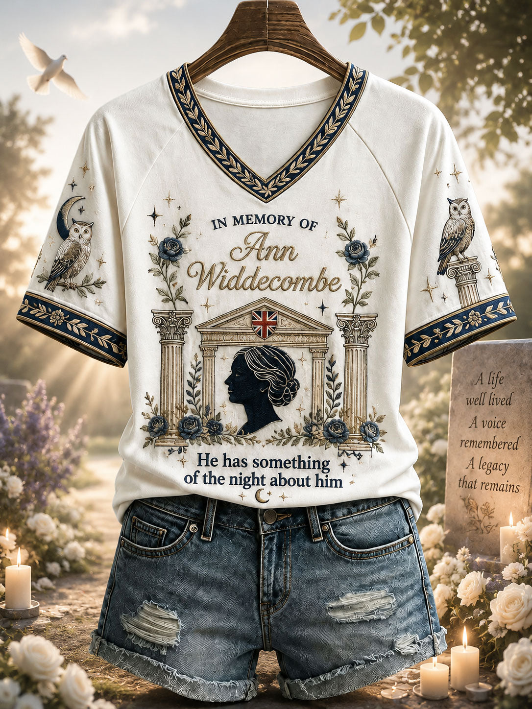 Women's 'He has something of the night about him' V-neck T-shirts